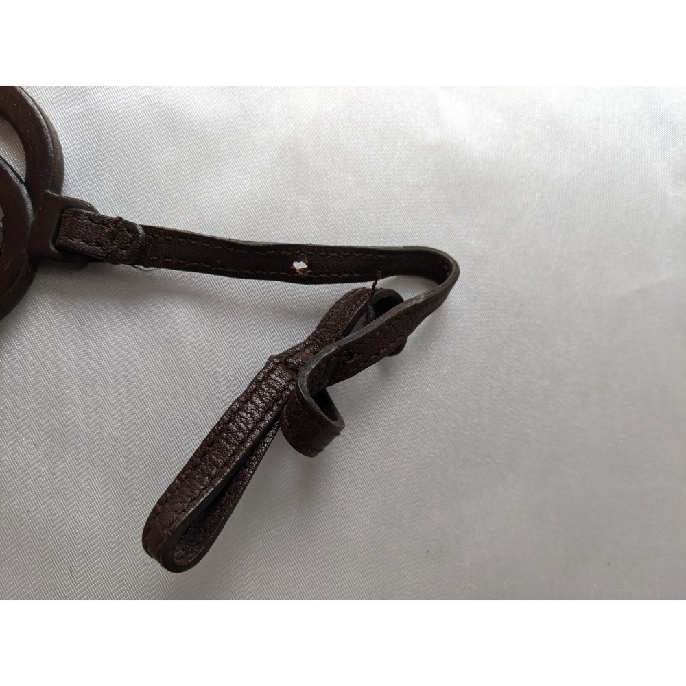 Gucci Interlocking G Wood Bag Charm Dark Brown Leather Strap Accessory - Picture 2 of 5